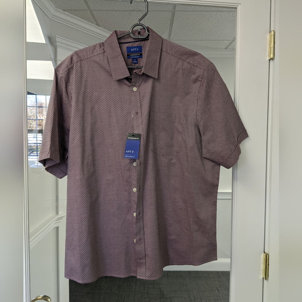 Men's Apt 9 short sleeve untucked style button-down shirt, size XL